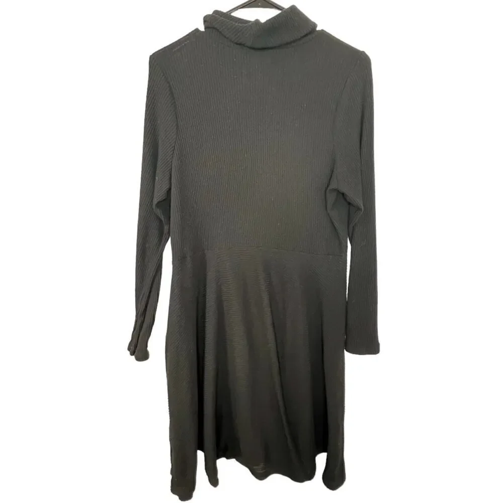 ModCloth Black Long Sleeve Lightweight Warm A-Line Sweater Dress